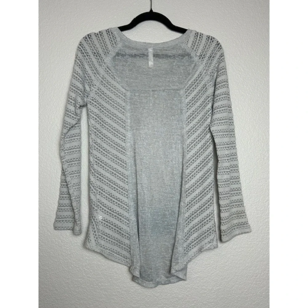 Xhilaration Womens S Gray Knit Sweater Lace Inset Lagenlook Raw Seams Semi-Sheer